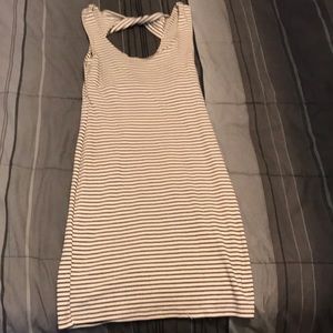 Stripped, fitted dress.